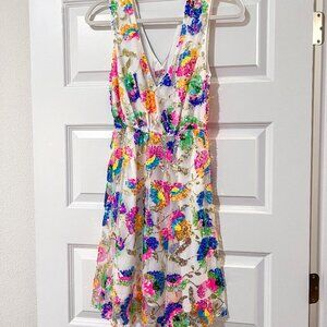 White Floral Dress with Sequin Flowers